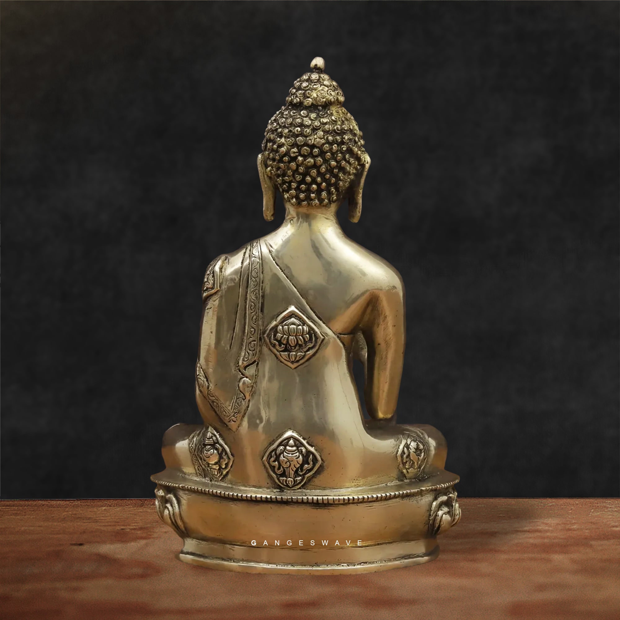 Artistic Superfine Brass Buddha Sitting on Lotus - 12 inches - Image 2