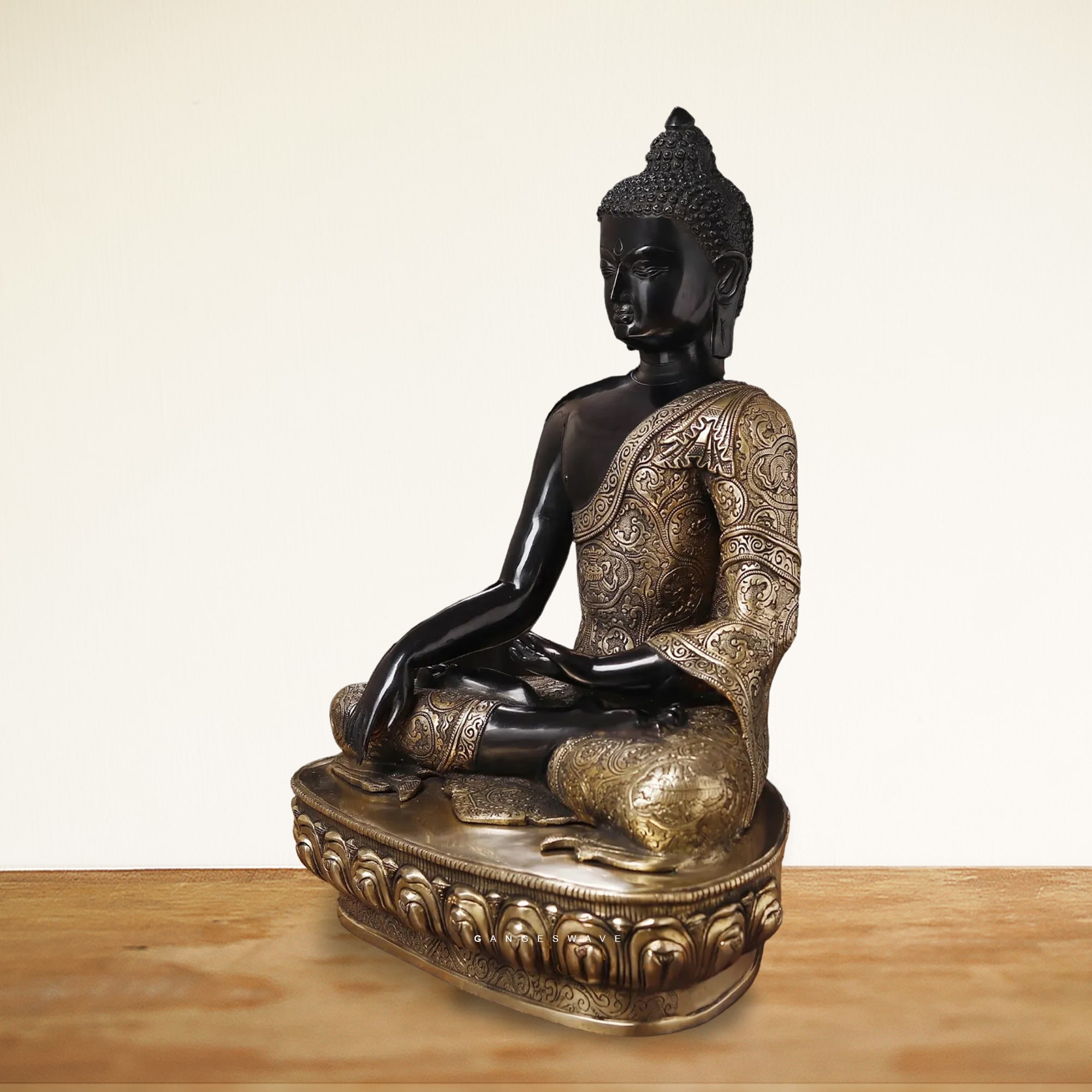 Superfine Brass Buddha Statue in Black and Gold - 22 inches - Image 3