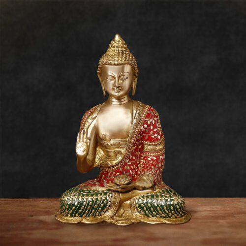 Colourful Brass Buddha Statue