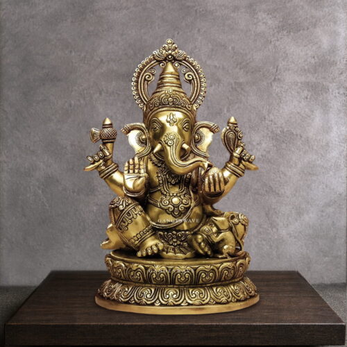 Superfine Ganesh Brass Murti - 14 inches
