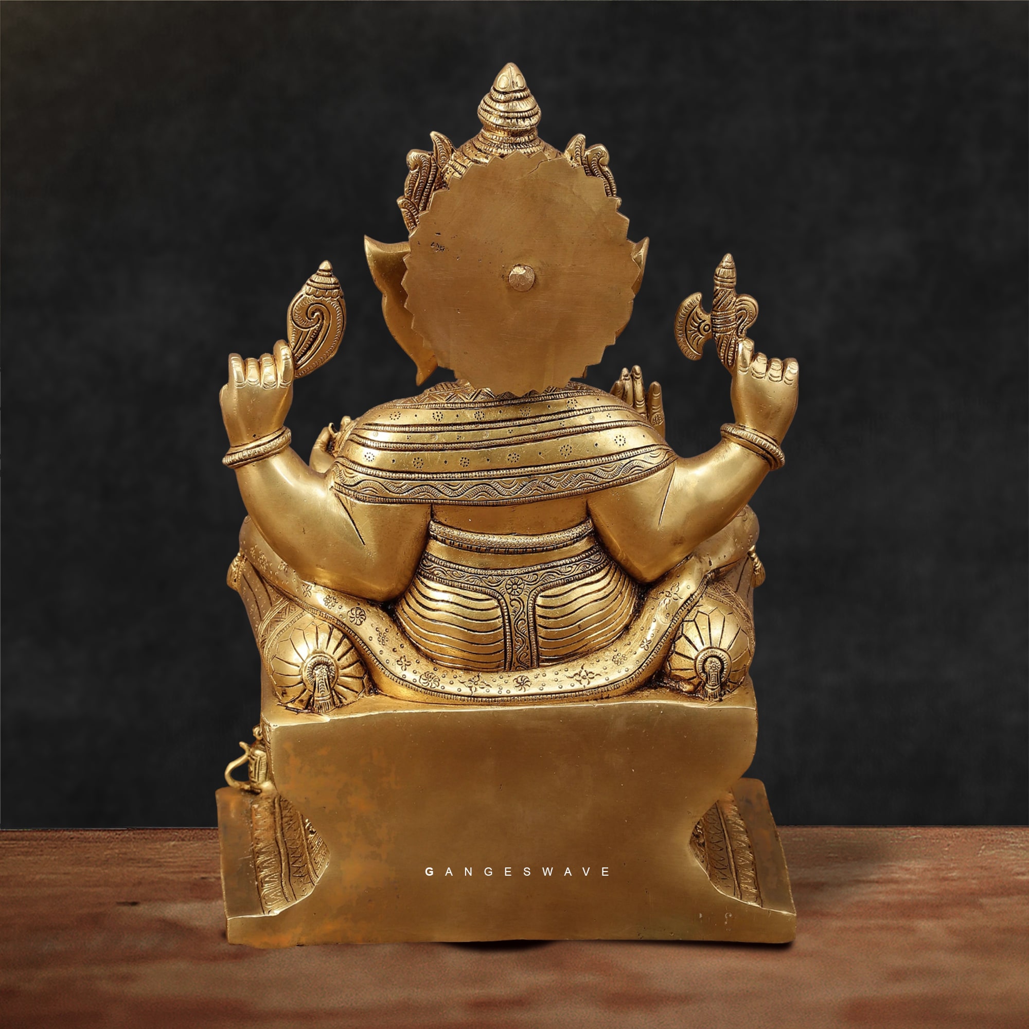 Ganesh Superfine Brass Statue Sitting on Sinhasan-18 inches - Image 5
