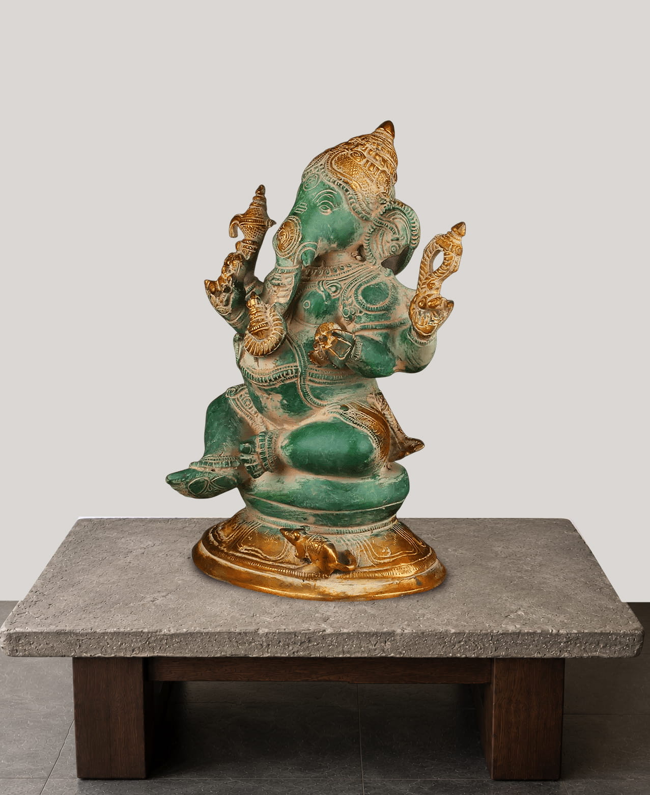 Vintage Green Ganesh Statue - 9.5" - Image 3