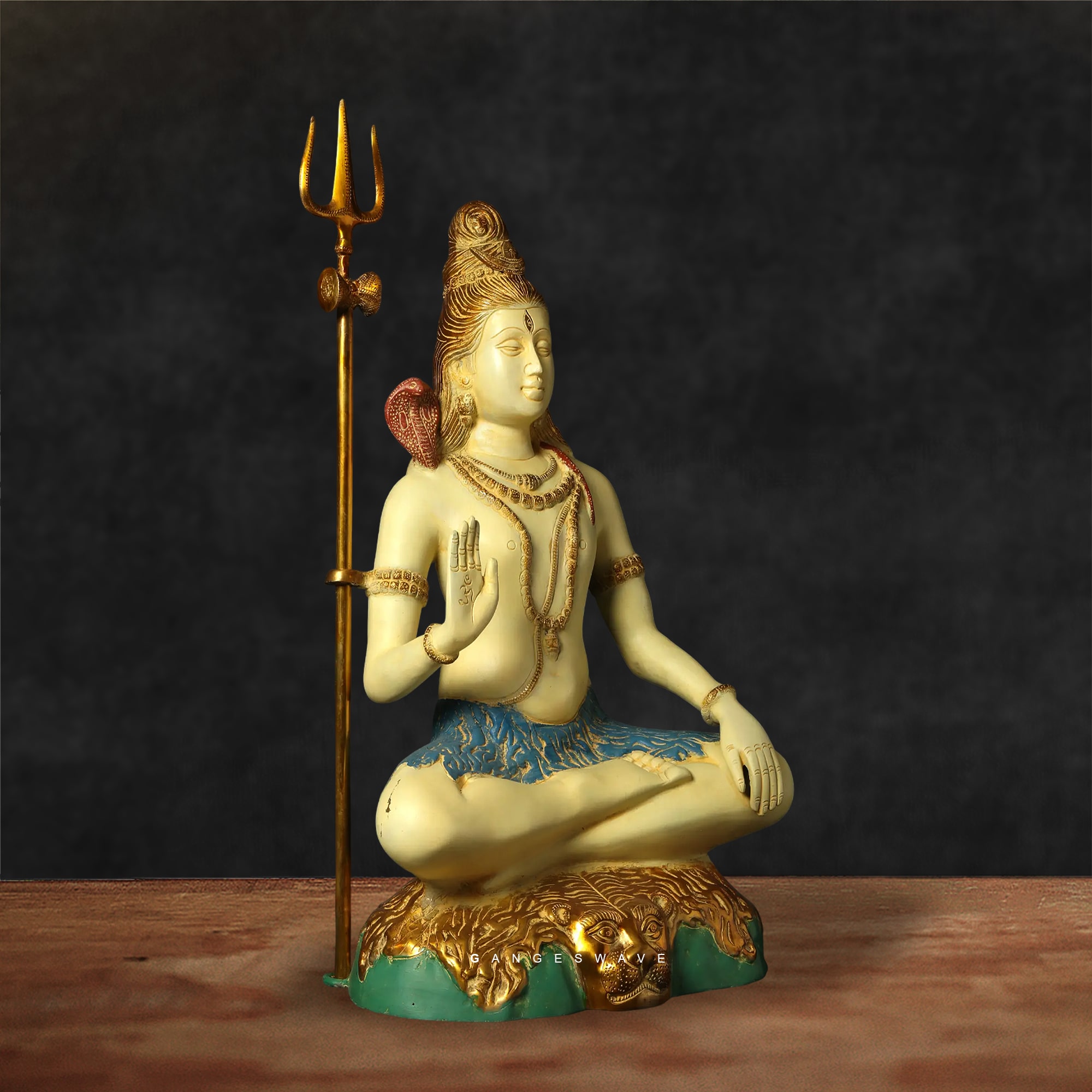 Brass Shiva Statue Handpainted - 22 inches - Image 3