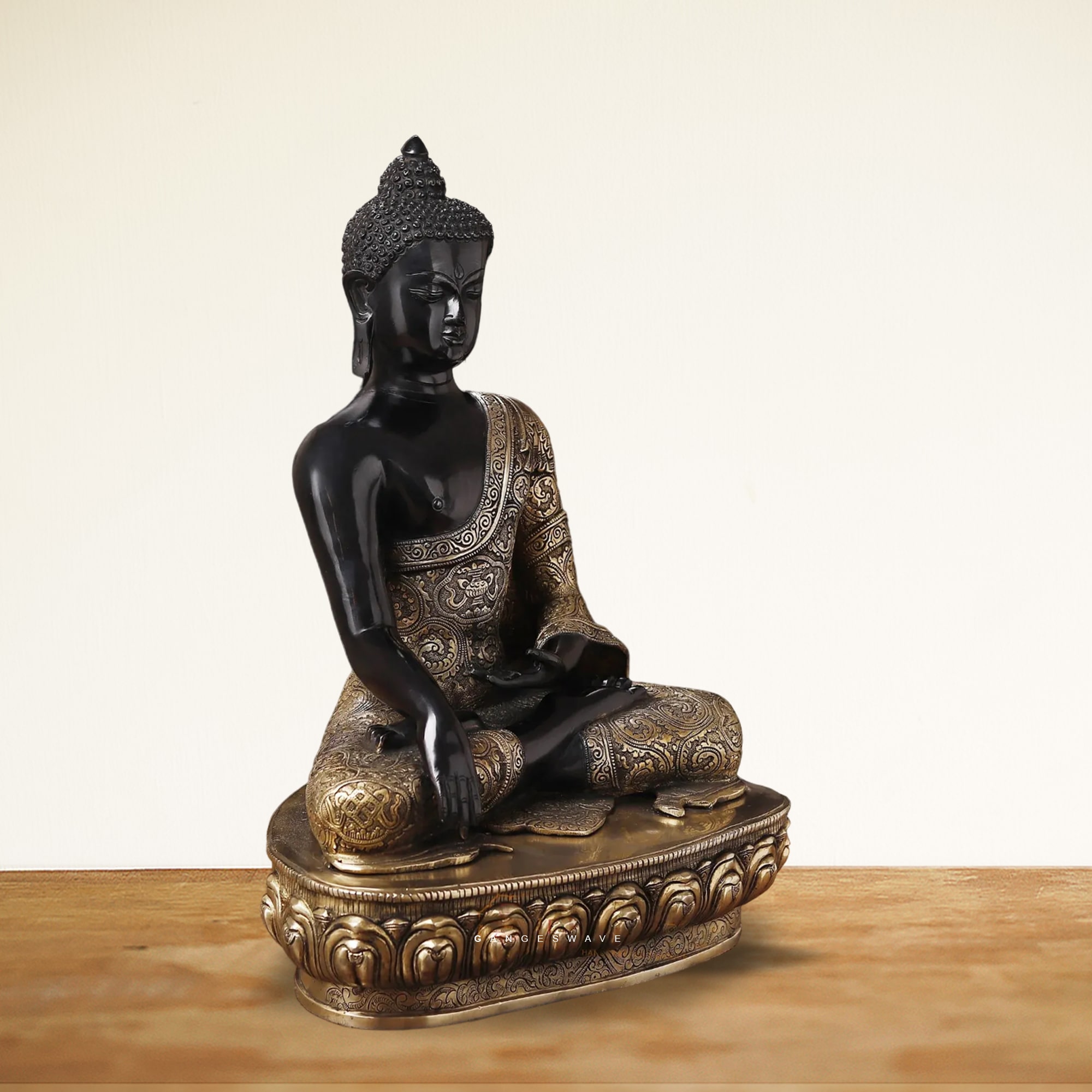 Superfine Brass Buddha Statue in Black and Gold - 22 inches - Image 2