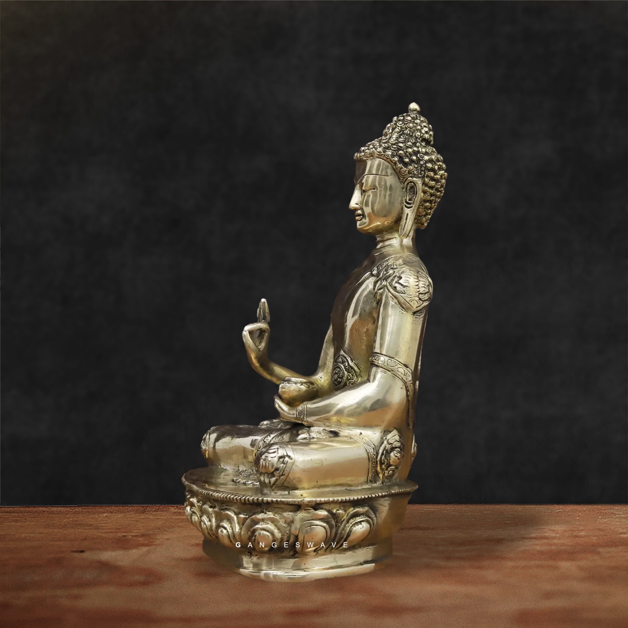 Artistic Superfine Brass Buddha Sitting on Lotus - 12 inches - Image 3
