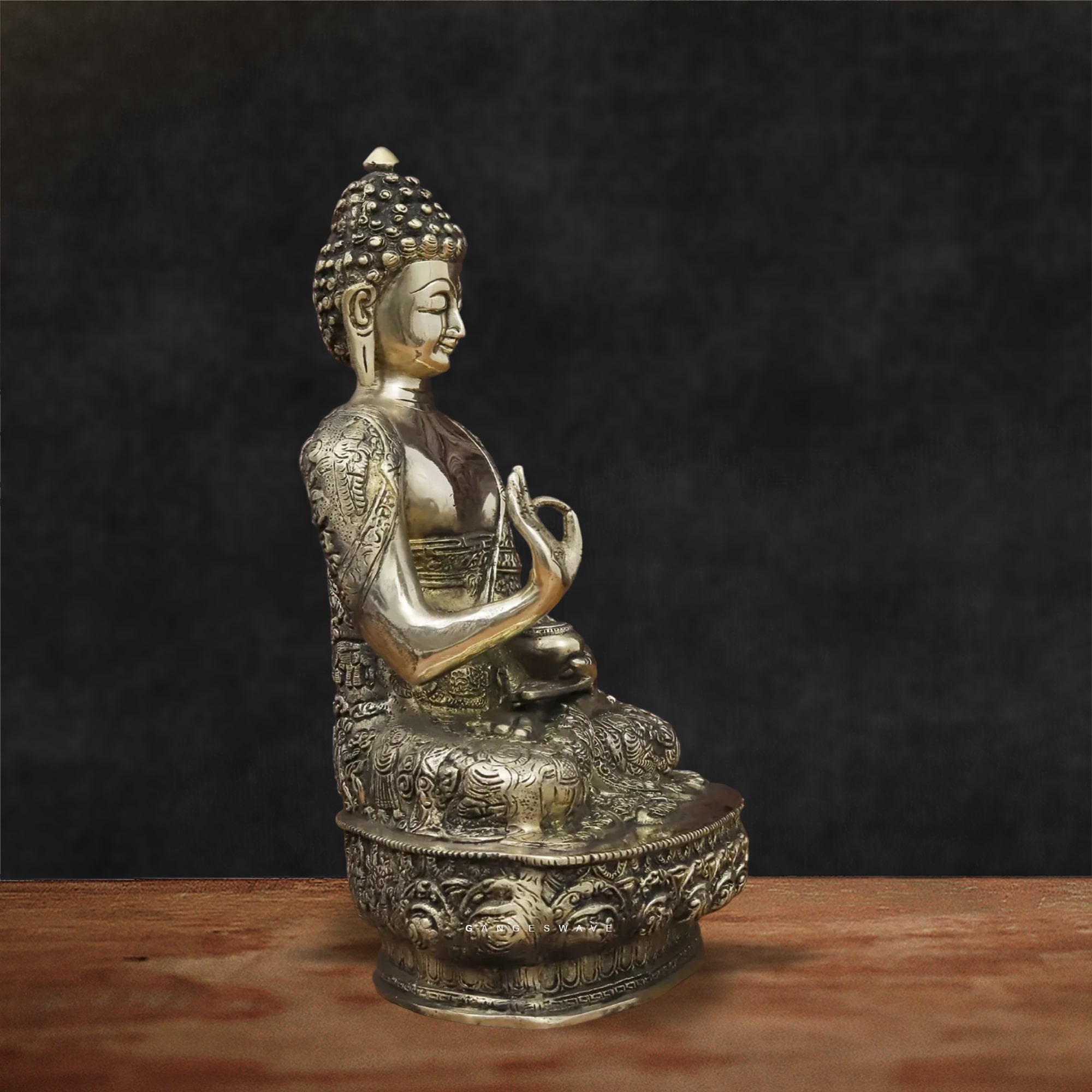 Buddha Handcrafted Brass Statue - 12.5 inches - Image 2