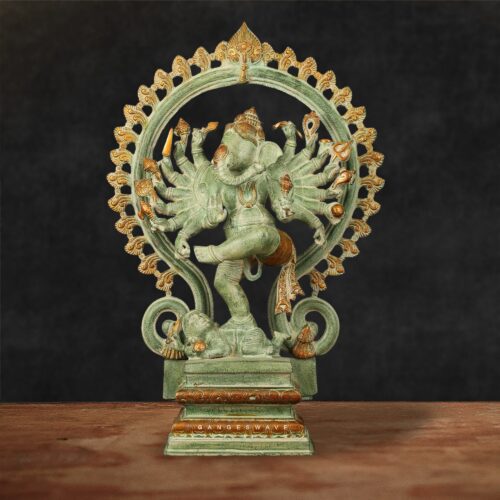Vintage Finished Dashabhuja Ganesh Statue