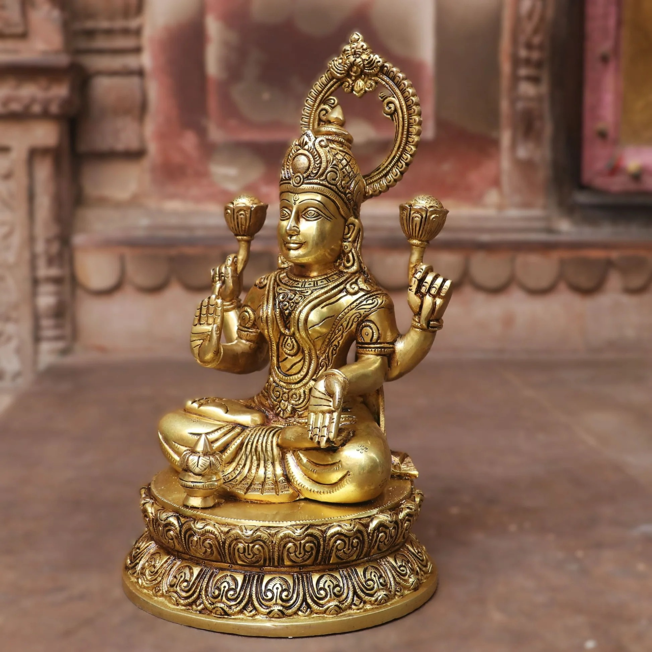 Ma Lakshmi Superfine Brass Idol - 15 inches - Image 3