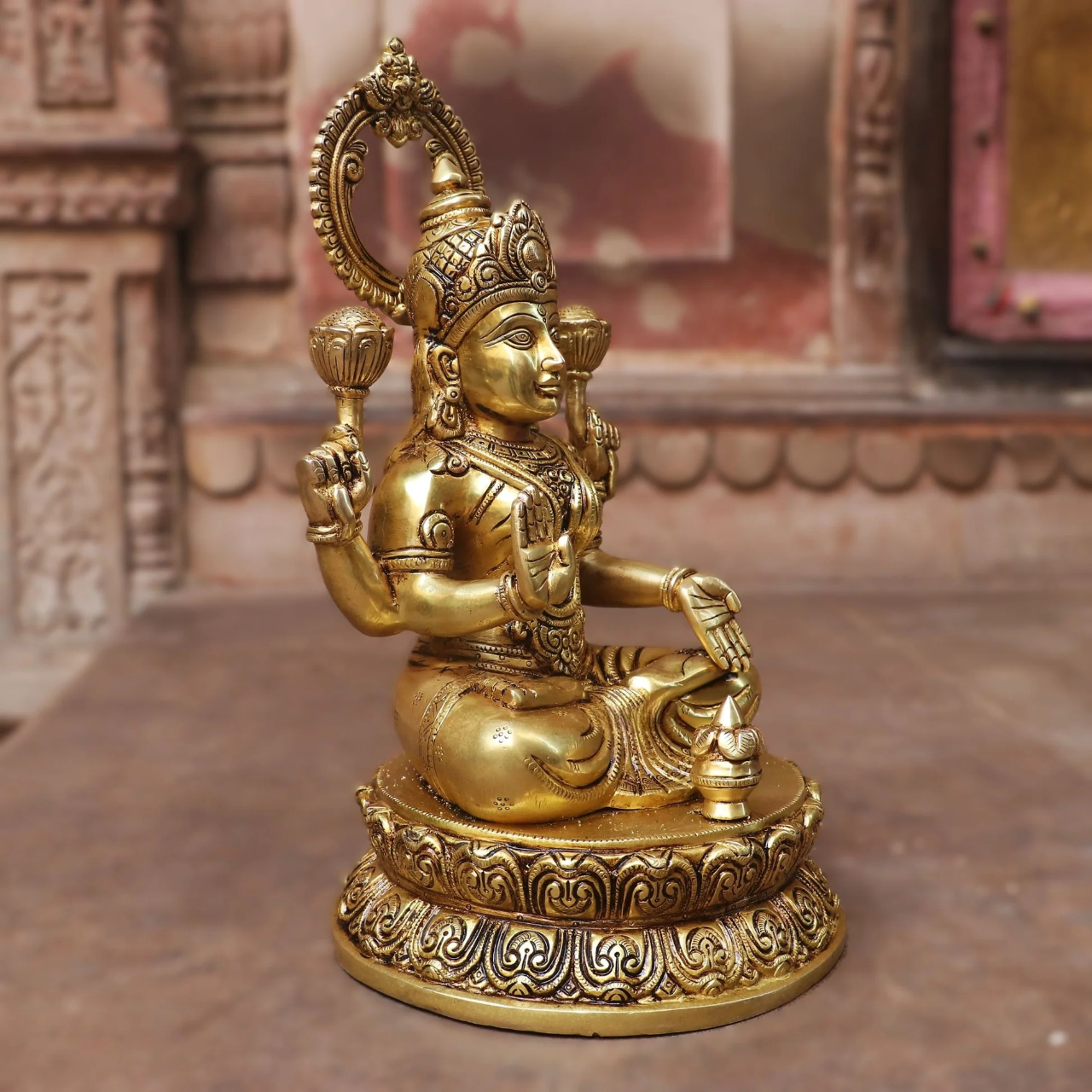 Ma Lakshmi Superfine Brass Idol - 15 inches - Image 4
