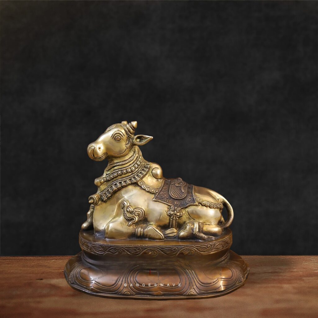 Handcrafted Brass Nandi Statue for Home Temple