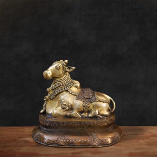 Handcrafted Brass Nandi Statue for Home Temple