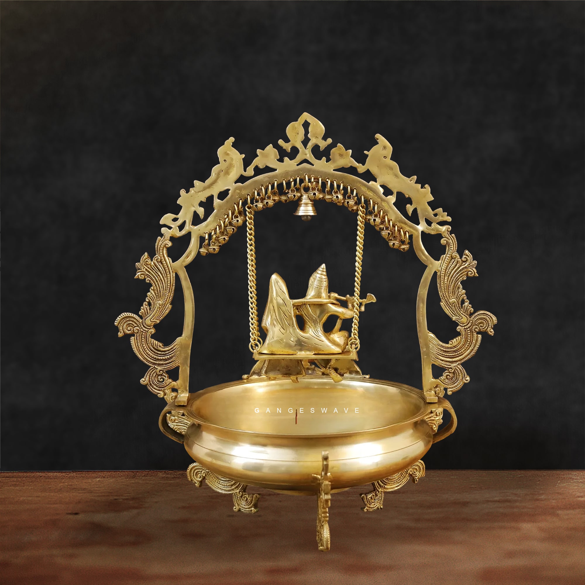 Brass Radha Krishna Urli - Image 2