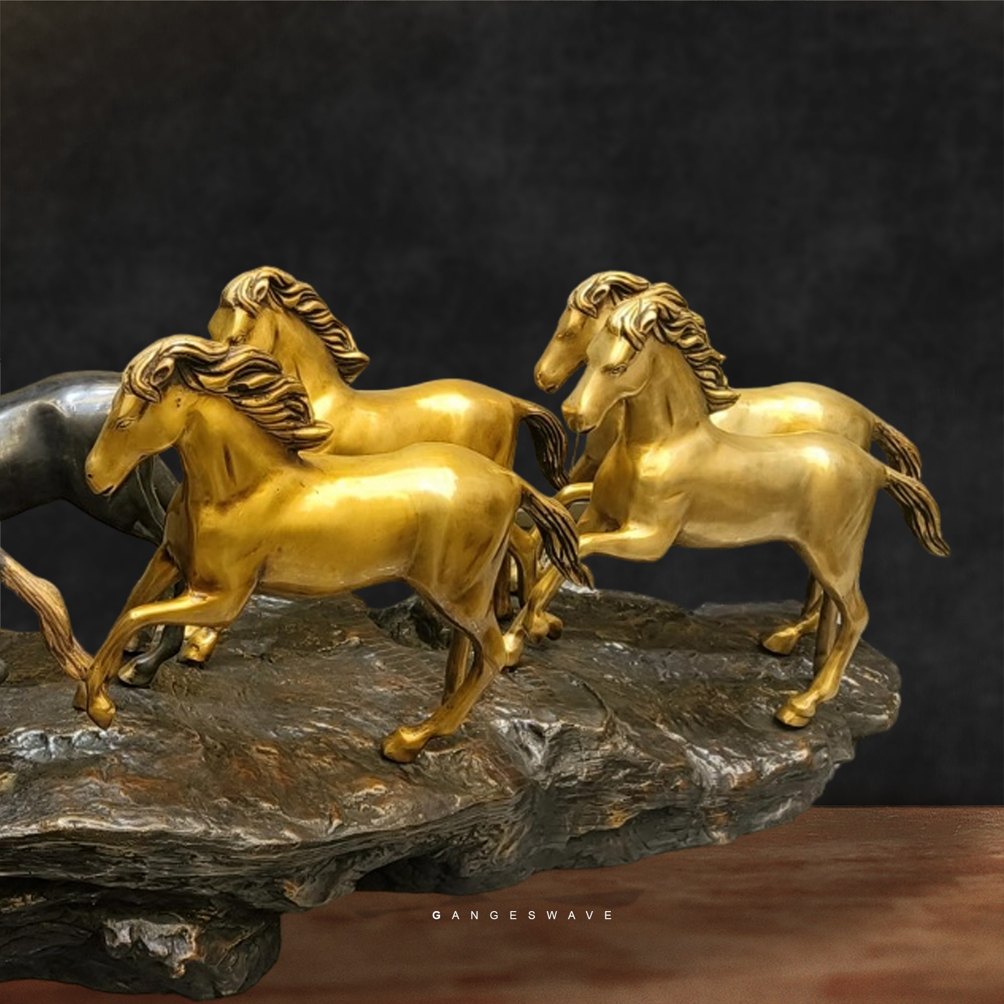 Artisanal Seven Horses Brass Decor - 58 inches - Buy exclusive