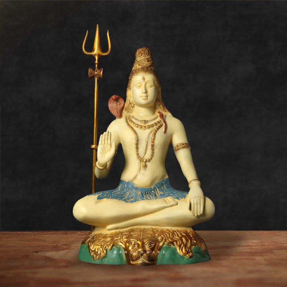 Handpainted Brass Shiva Statue
