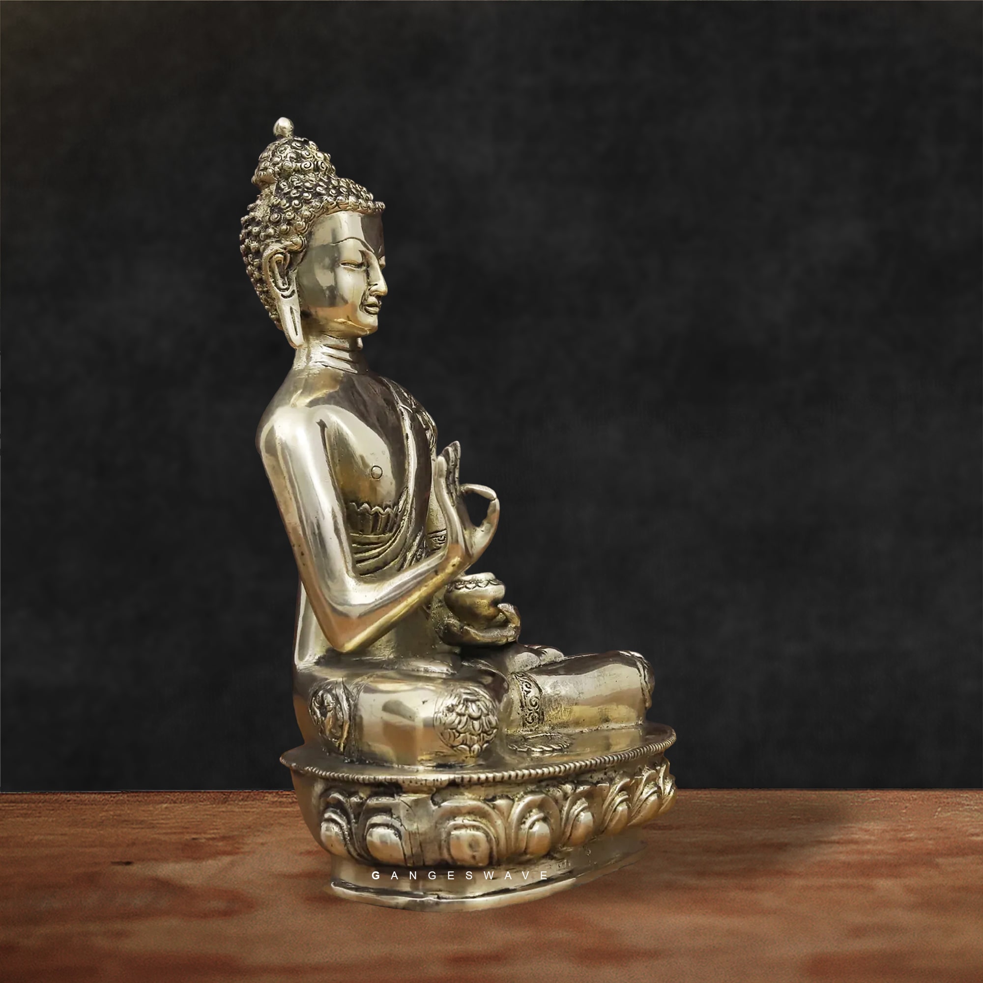 Artistic Superfine Brass Buddha Sitting on Lotus - 12 inches - Image 4