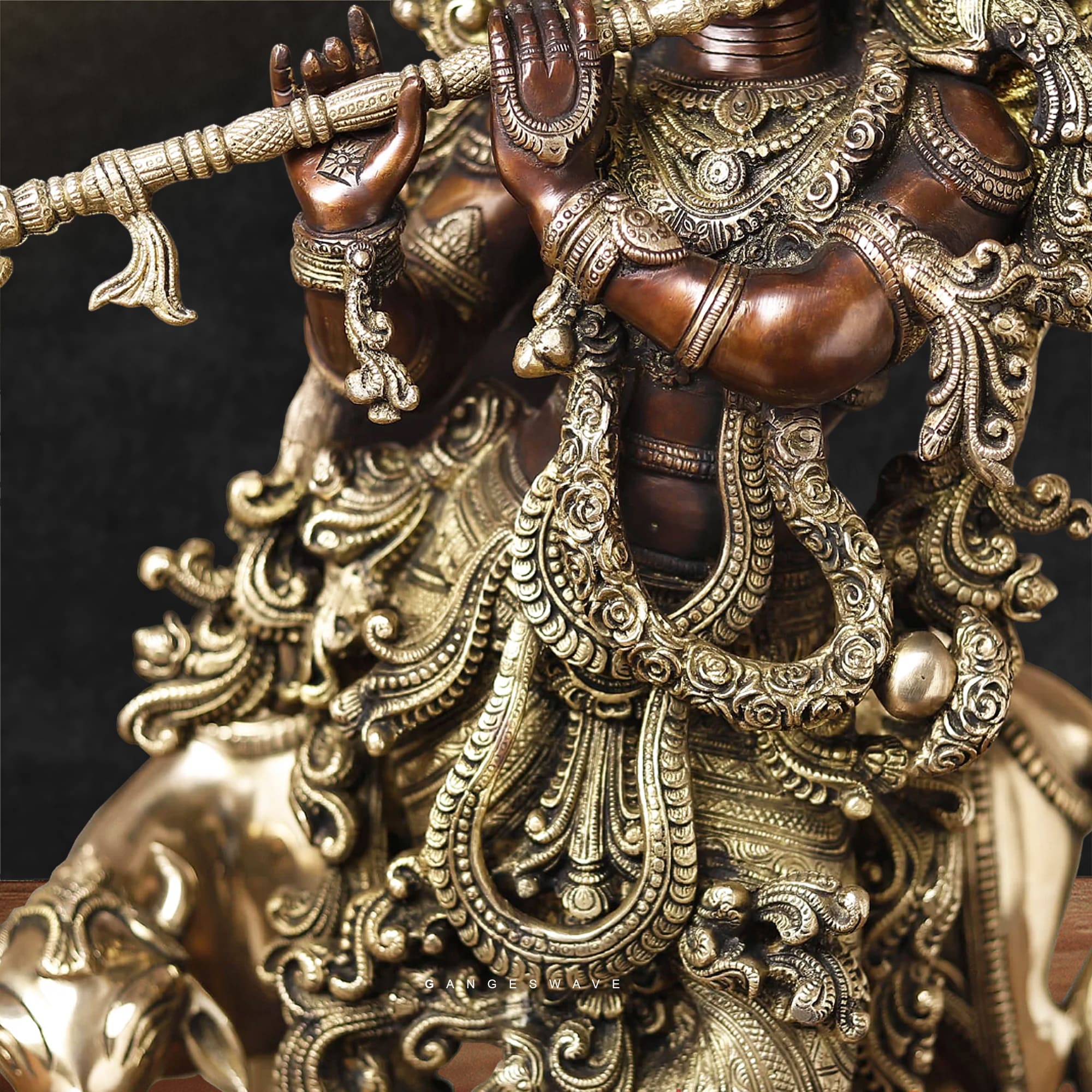 Krishna Artisanal Statue in Superfine Brass- 28 inches - Image 2