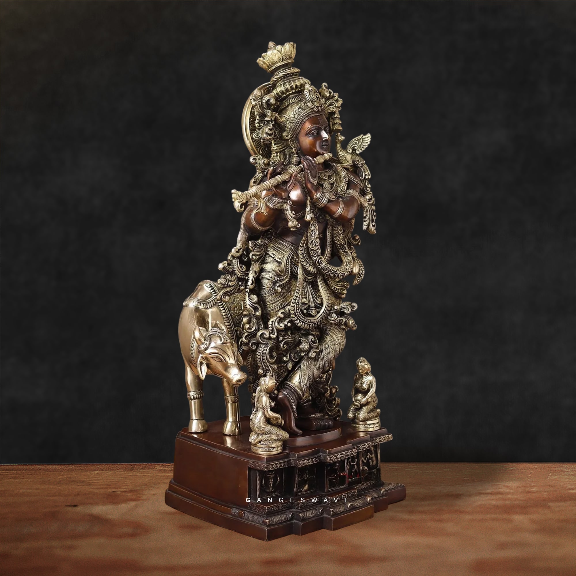 Krishna Artisanal Statue in Superfine Brass- 28 inches - Image 3