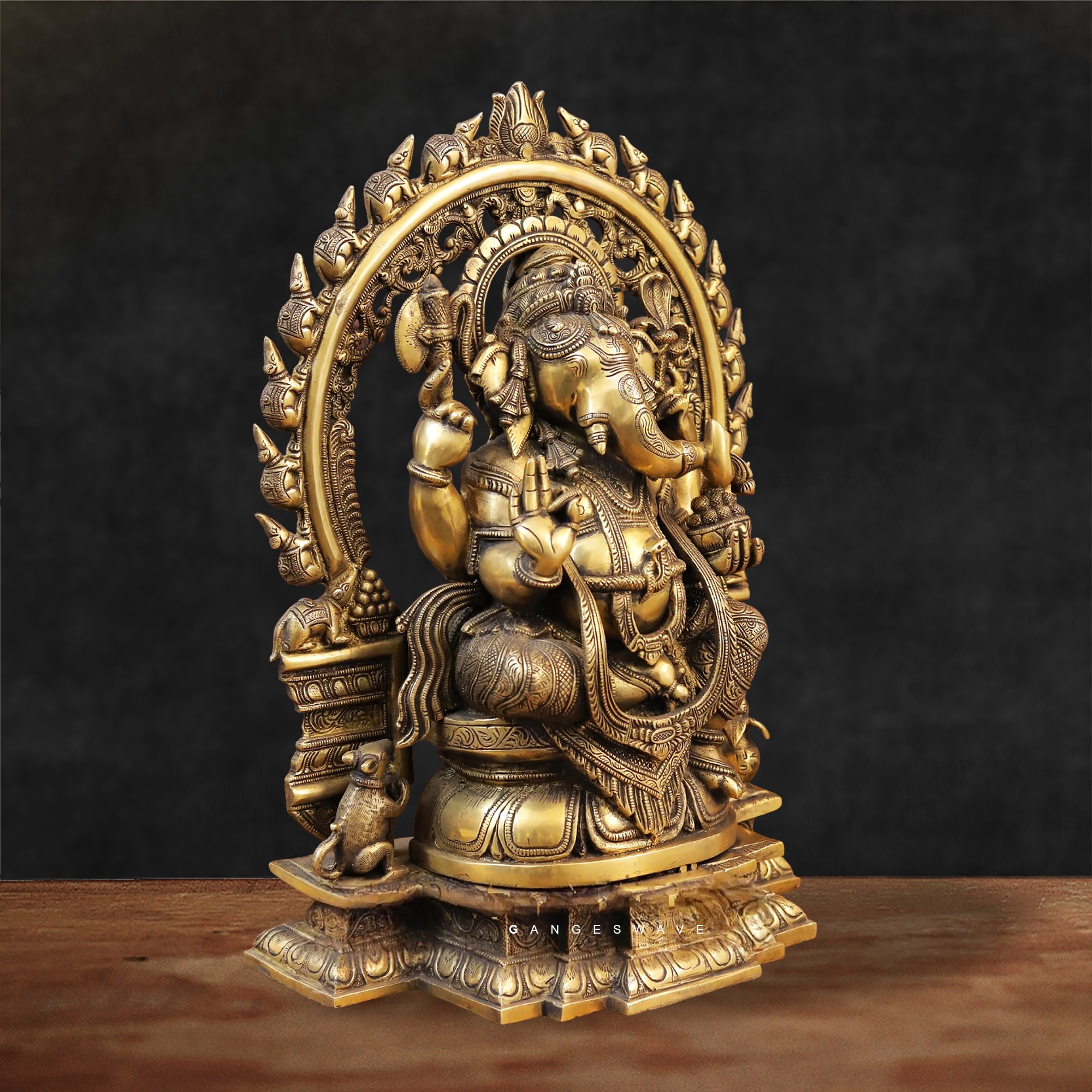 Exquisite Vintage Finished Ganesh Statue with mushak Pravhabali - 18.5 inches - Image 2