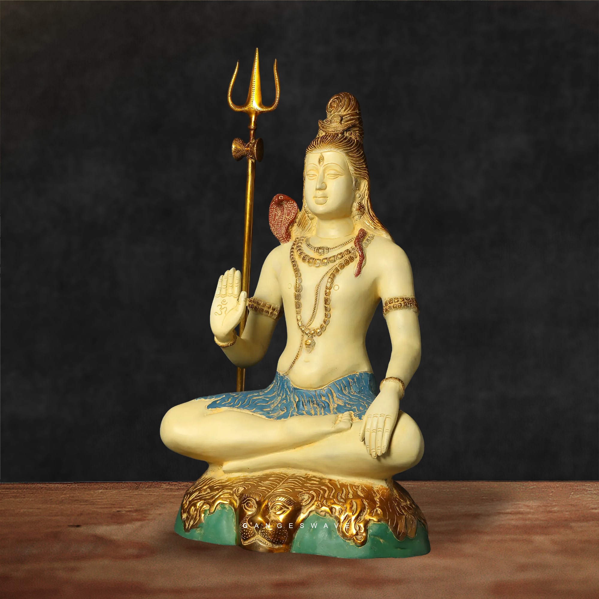 Brass Shiva Statue Handpainted - 22 inches - Image 2
