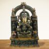 Vintage Finished Brass Ganesh Statue with Prabhabali