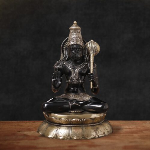 Black and Muted Gold Hanuman Statue