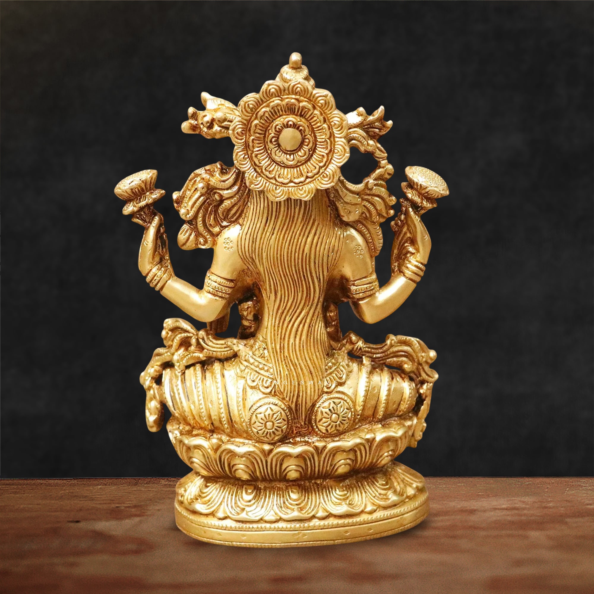 Ma Lakshmi Brass Statue Chola Sculpted- 8 inches - Image 3