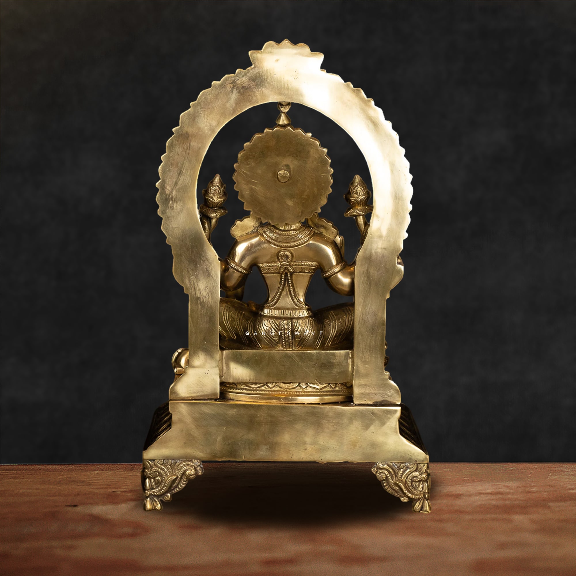 Ma Lakshmi Brass Statue Sitting on Pedestal - 17 inches - Image 4