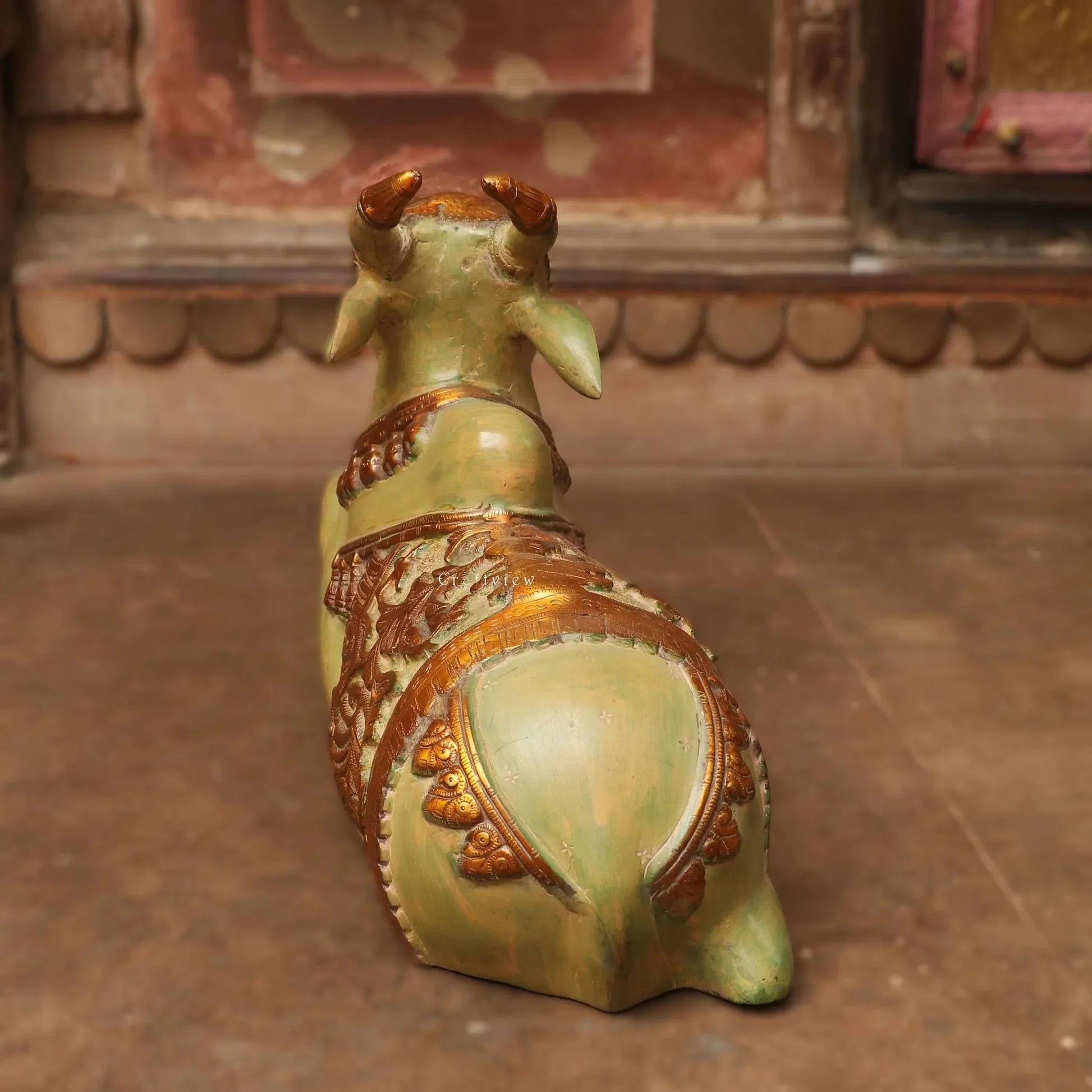 Nandi Brass Statue in Vintage Finish - 14 inches - Image 3