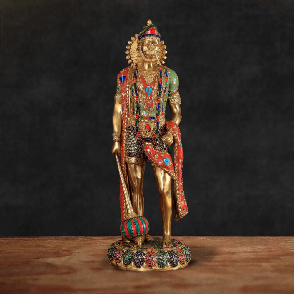 Meenakari Brass Hanuman Statue
