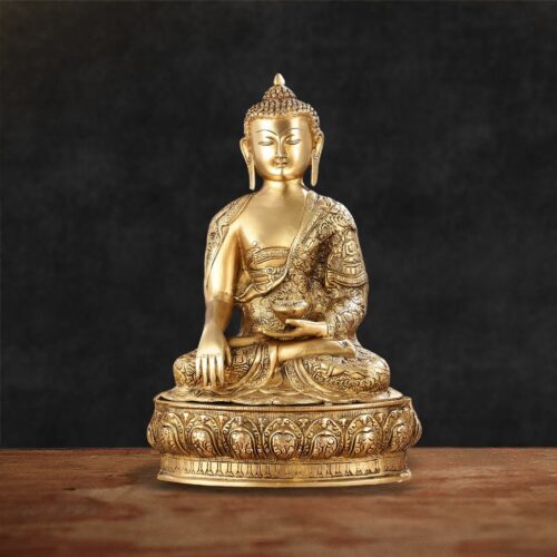 Small Golden Brass Buddha Statue