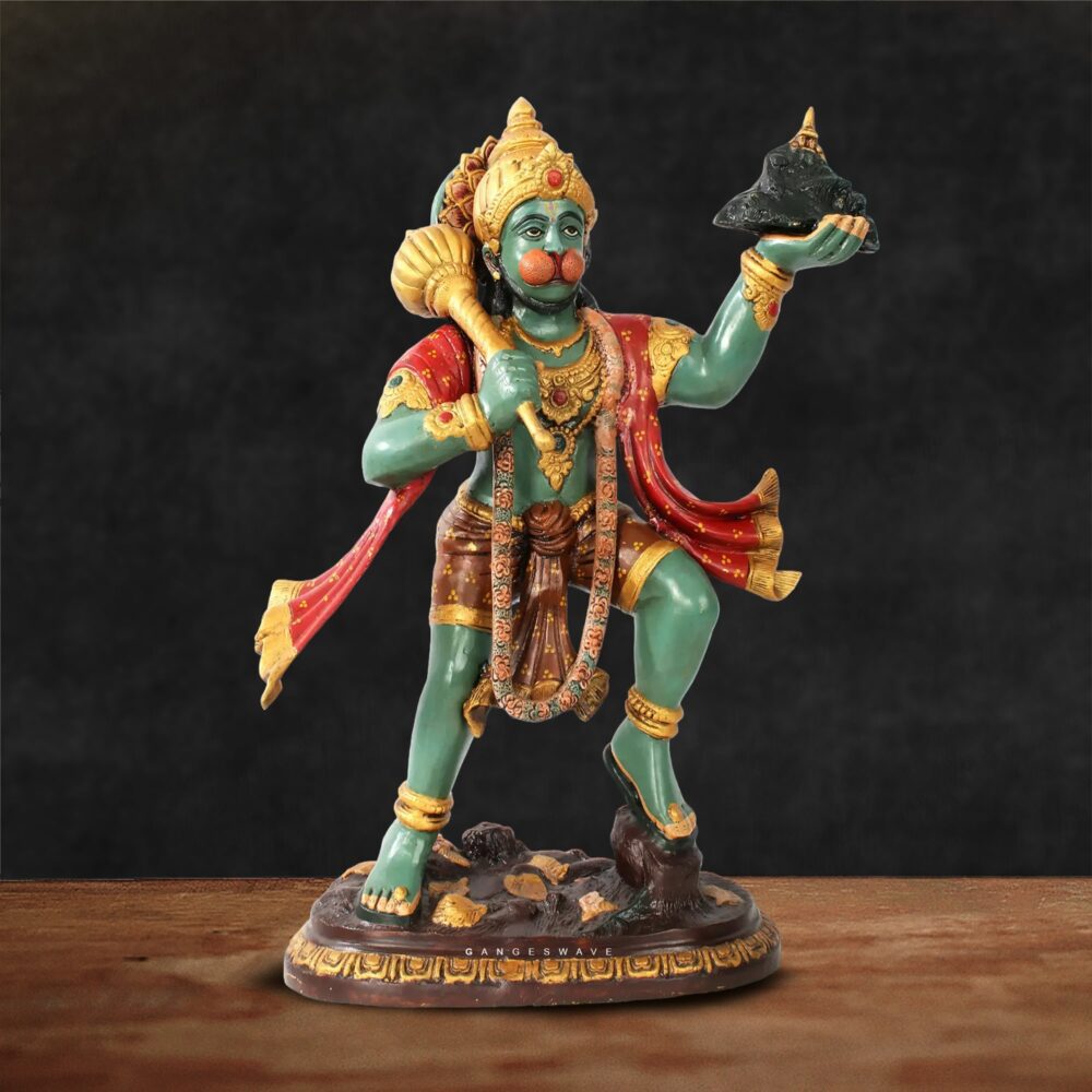 Hanuman Brass Statue Carrying Parvat