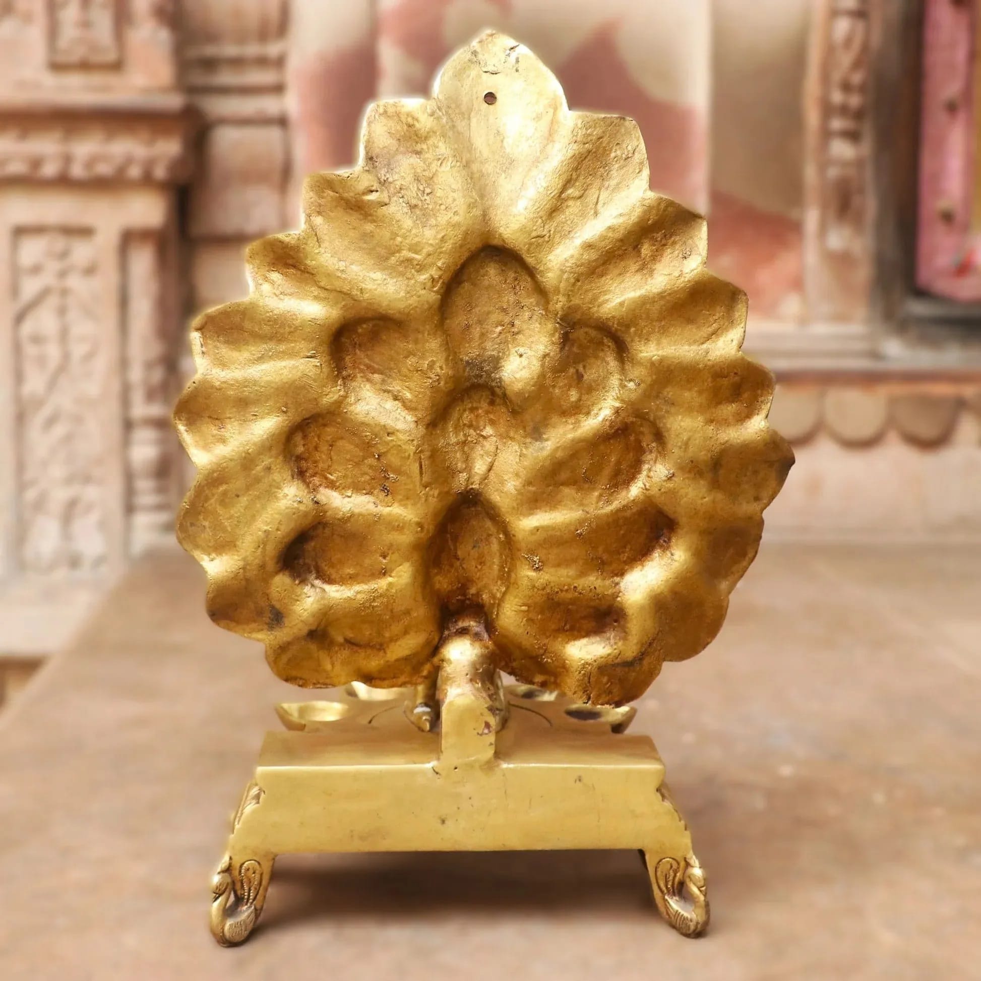 Peacock Brass Diya - 14 inches - Image 3