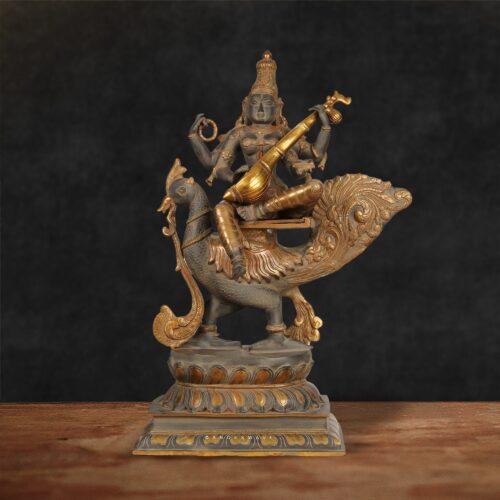 South Indian Brass Saraswati Statue