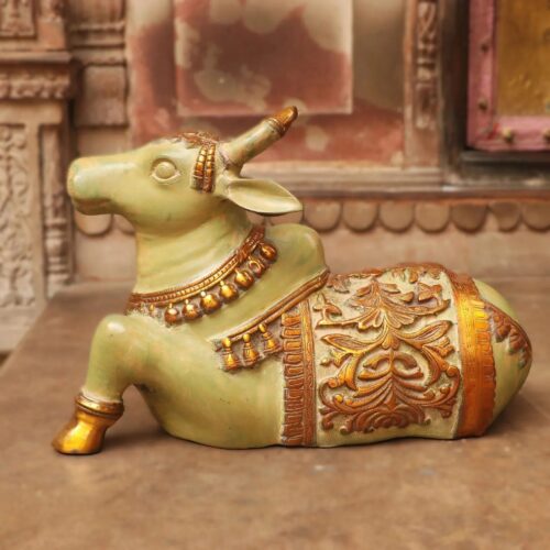 Vintage finished Nandi Brass Statue
