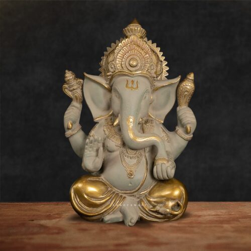 Vintage Finished Brass Ganesh Statue