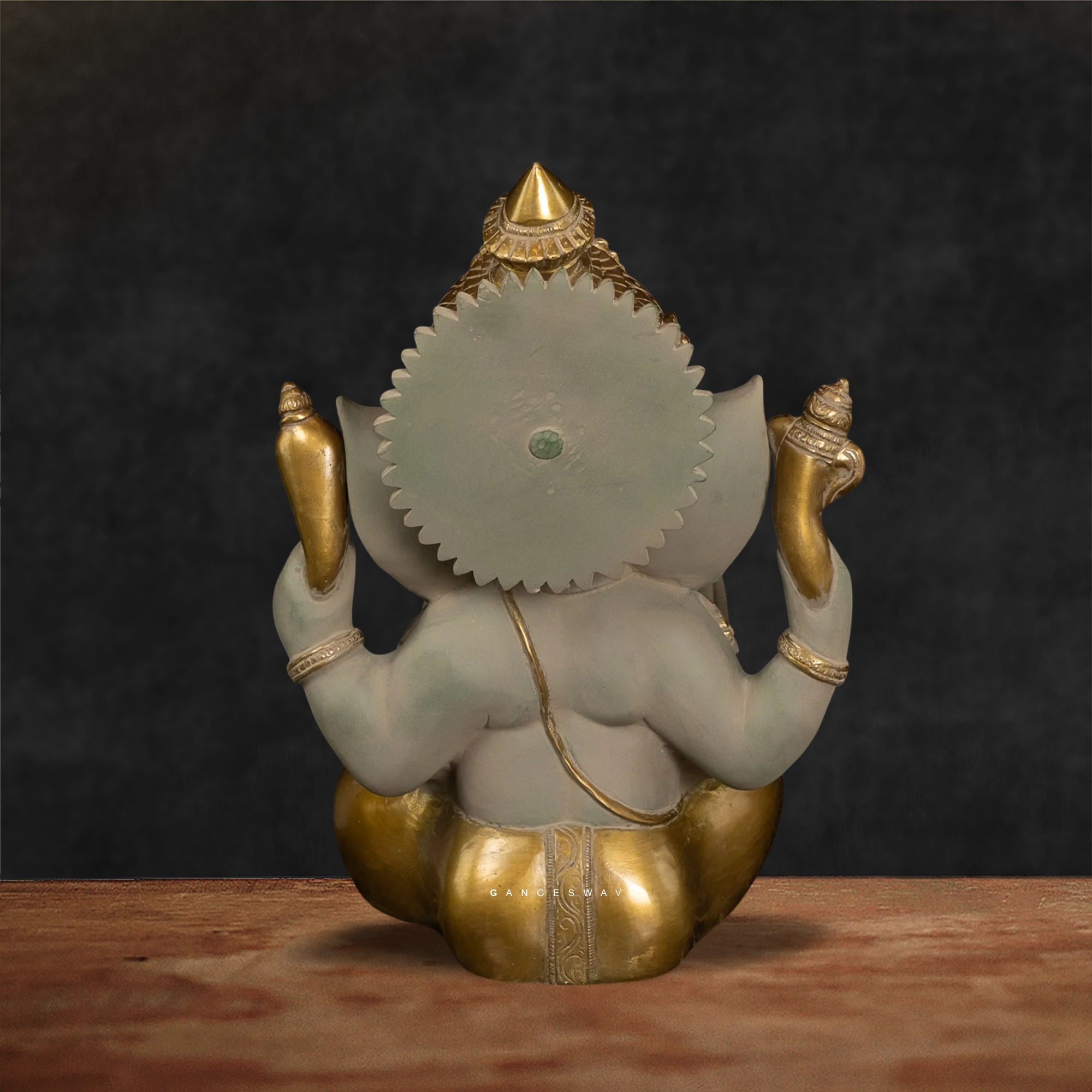 Ganesh Brass Statue in Blessing Mudra - 12 inches - Image 3