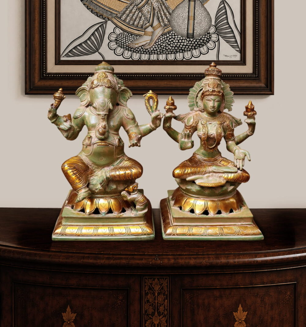 Ma Lakshmi Ganesh Brass Statue - 12 inches