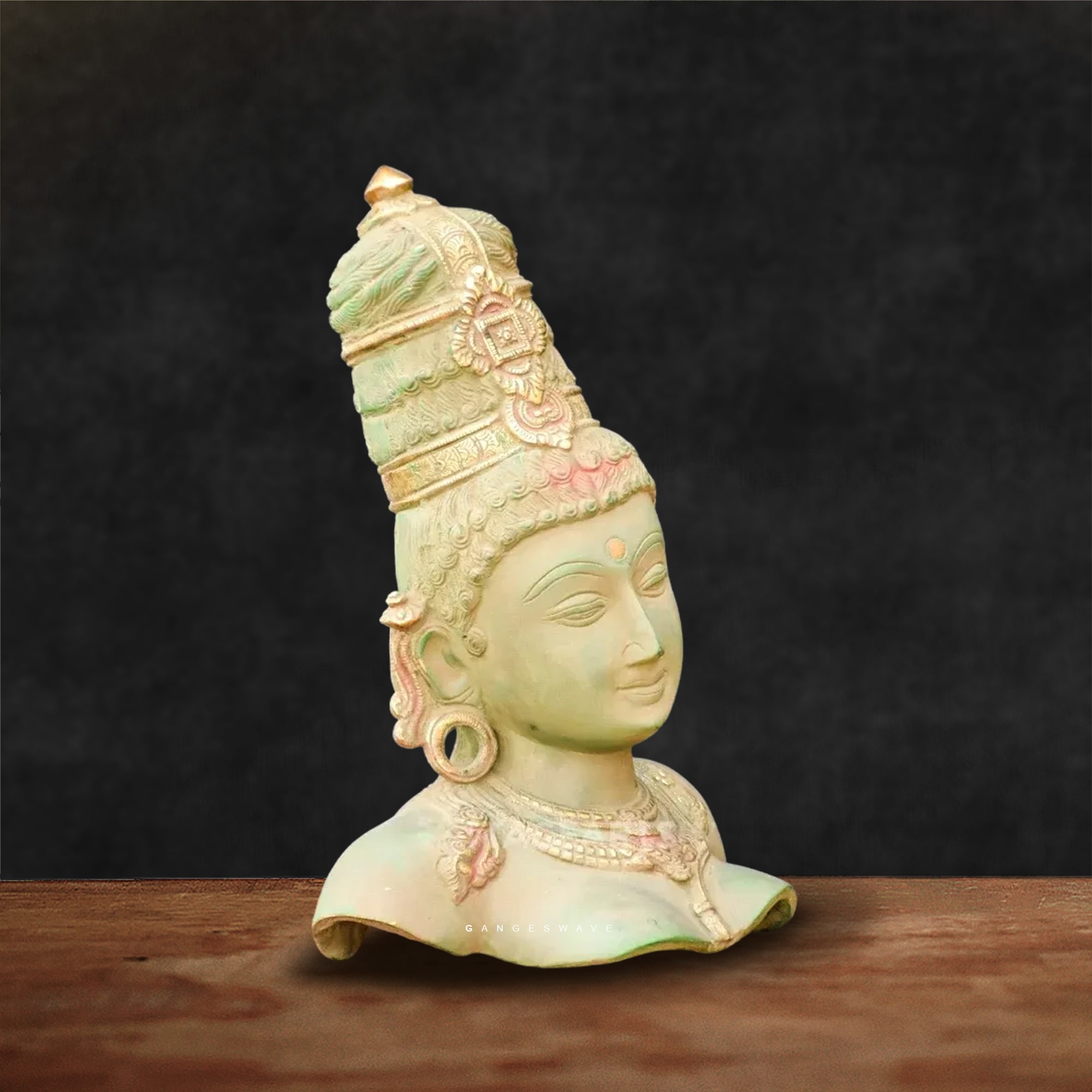 Stone finish Parvati Brass Statue - Image 3