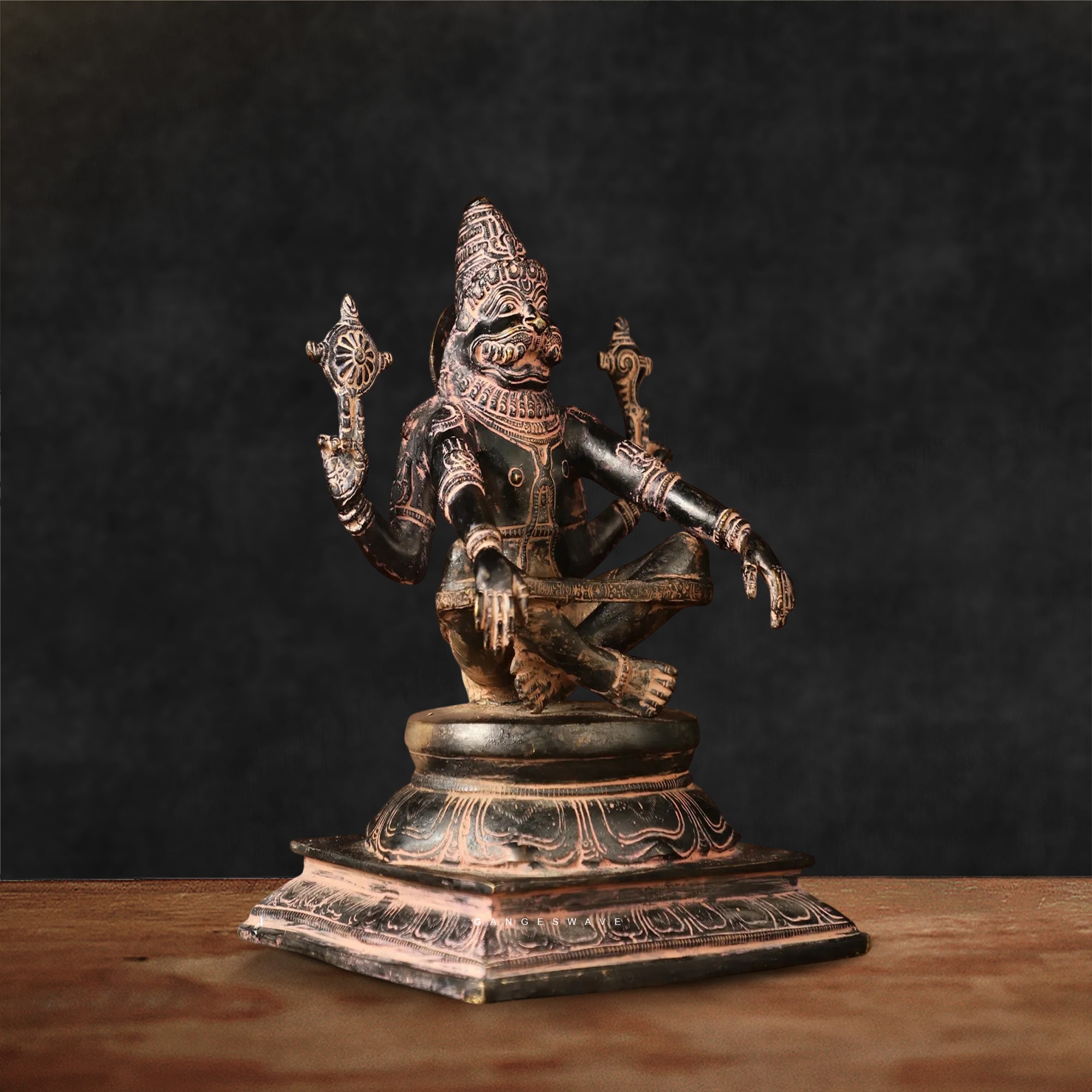 Vintage Finished Narasimha Statue in Yog Mudra-10.5 inches - Image 3