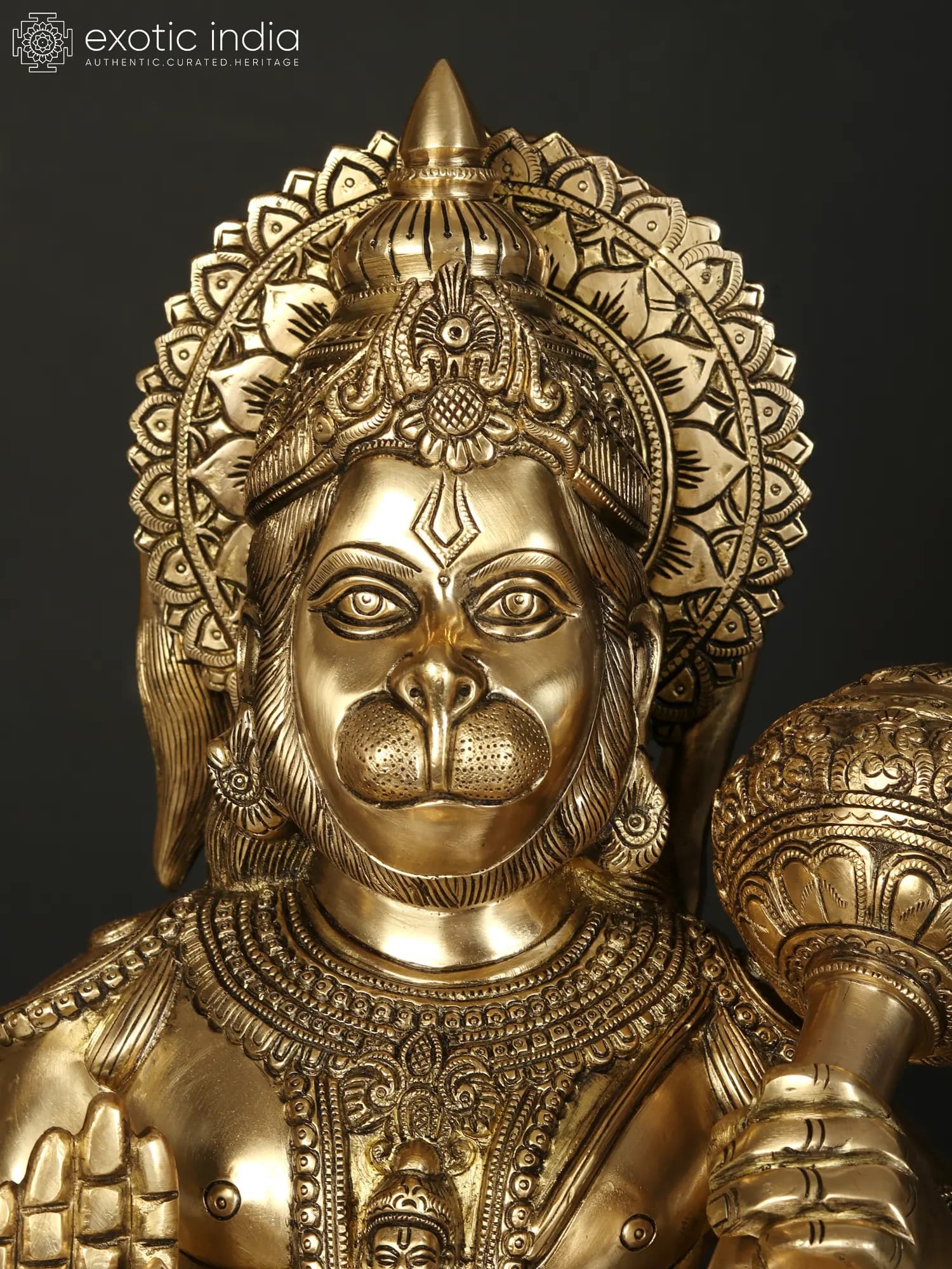 Large Superfine Brass Hanuman Statue - 21 inches - Image 2