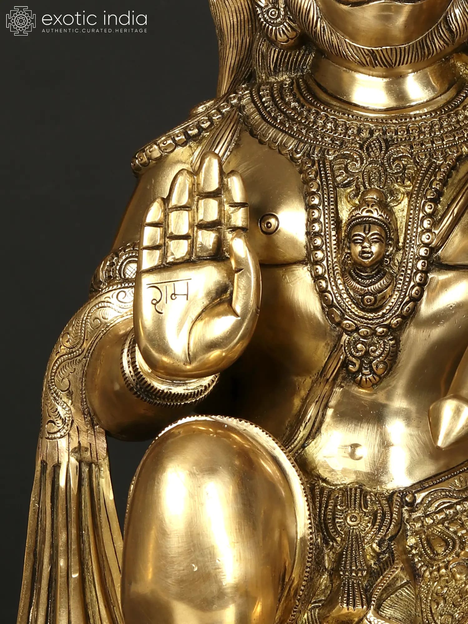 Large Superfine Brass Hanuman Statue - 21 inches - Image 3