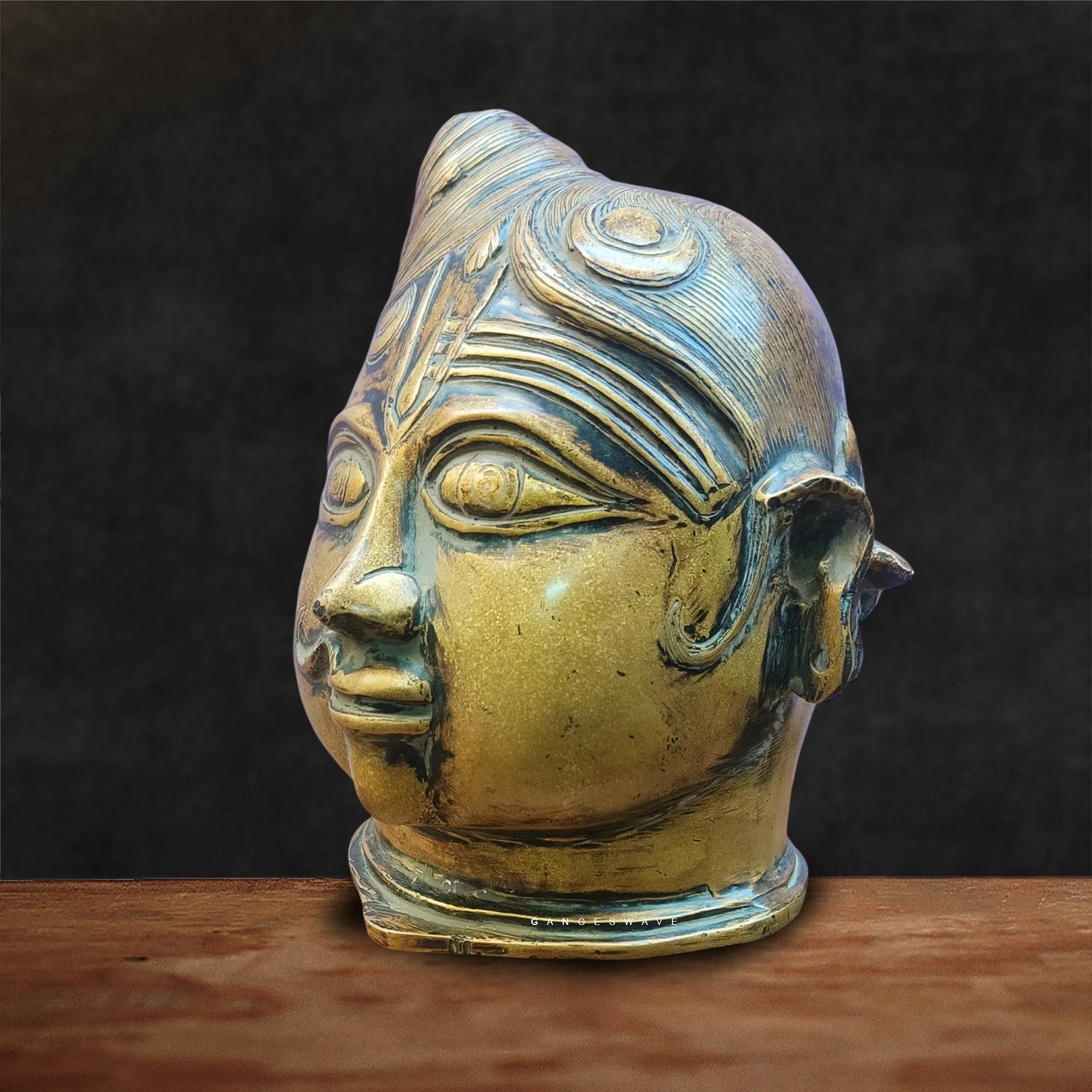 Ardhanariswar Head Musk Mukhalingam Brass Decor - 10 inches - Image 3