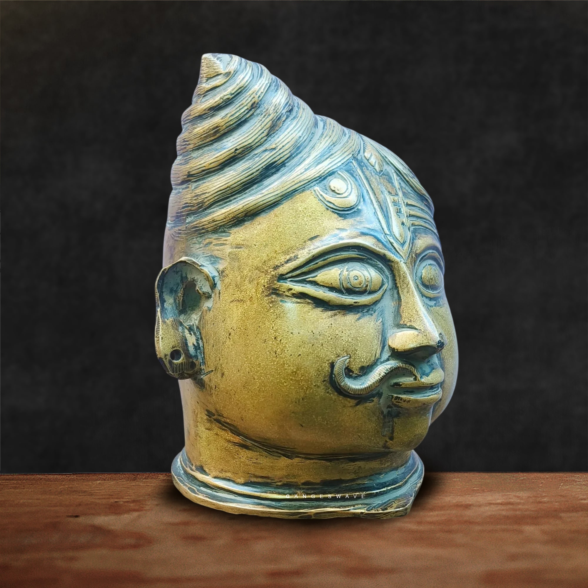 Ardhanariswar Head Musk Mukhalingam Brass Decor - 10 inches - Image 2