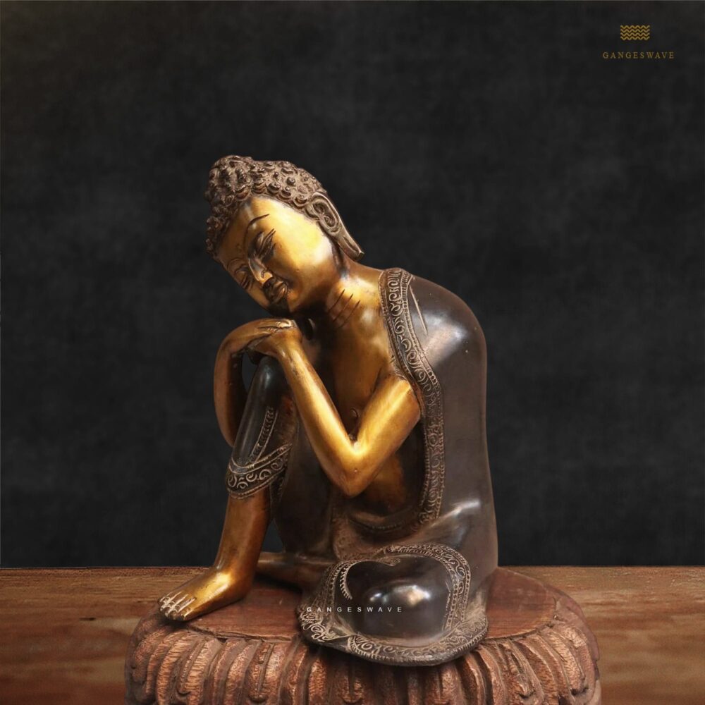 Thinking Buddha Brass Decor