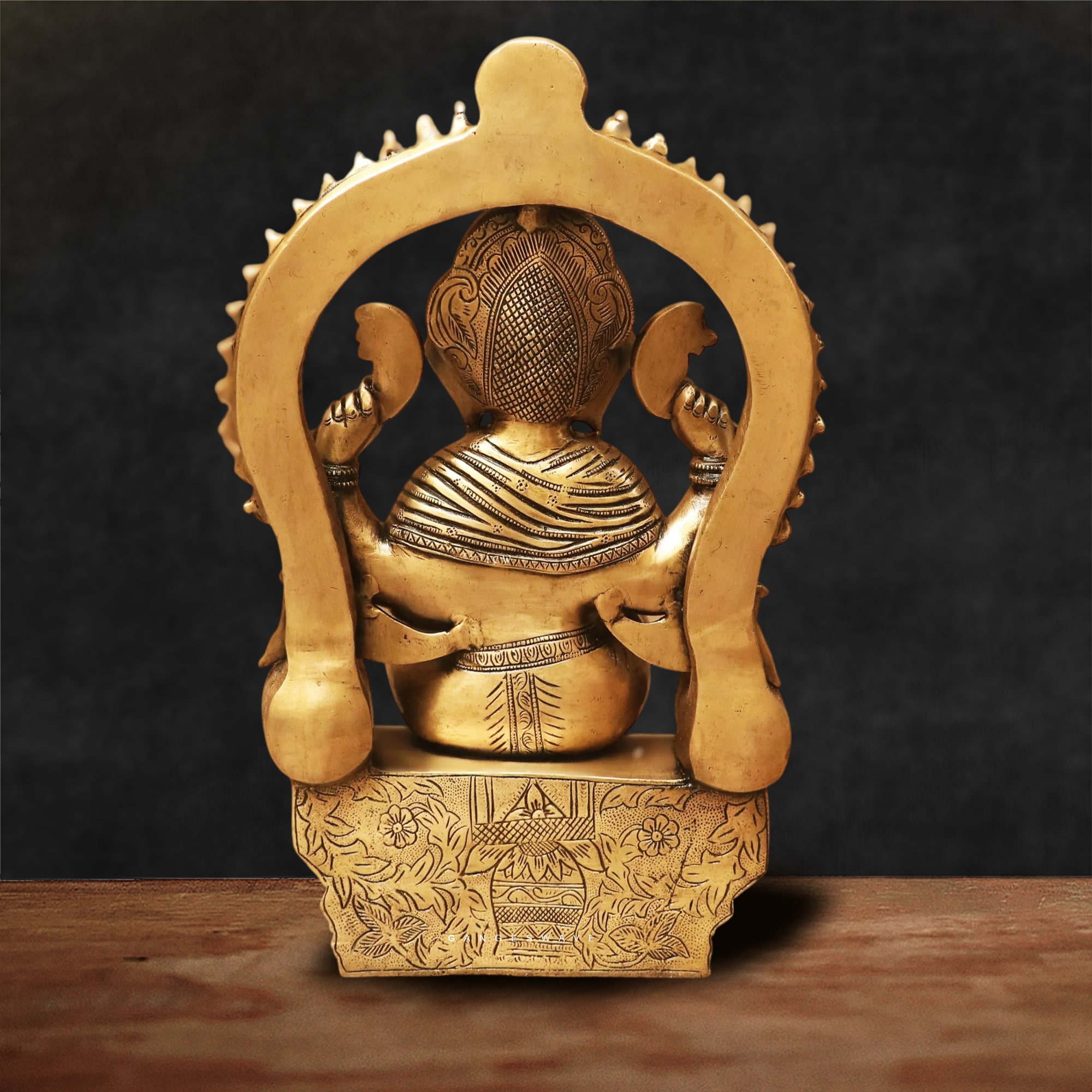 Ganesh Brass Murti with Prabhavali - 17 inches - Image 4