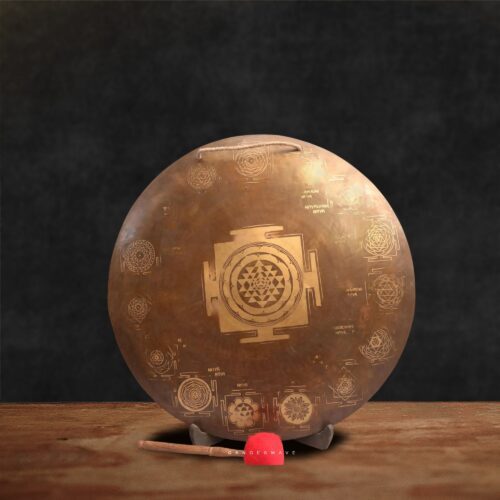 Healing Gong in Mythological Scripting Design and Stand - 24 inches