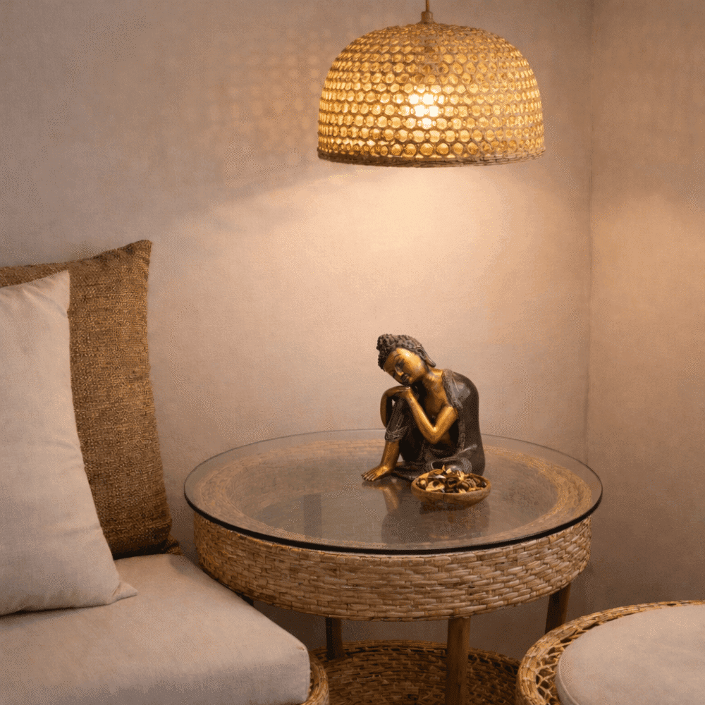 Buddha Brass Decor in Thinking State - 8 inches