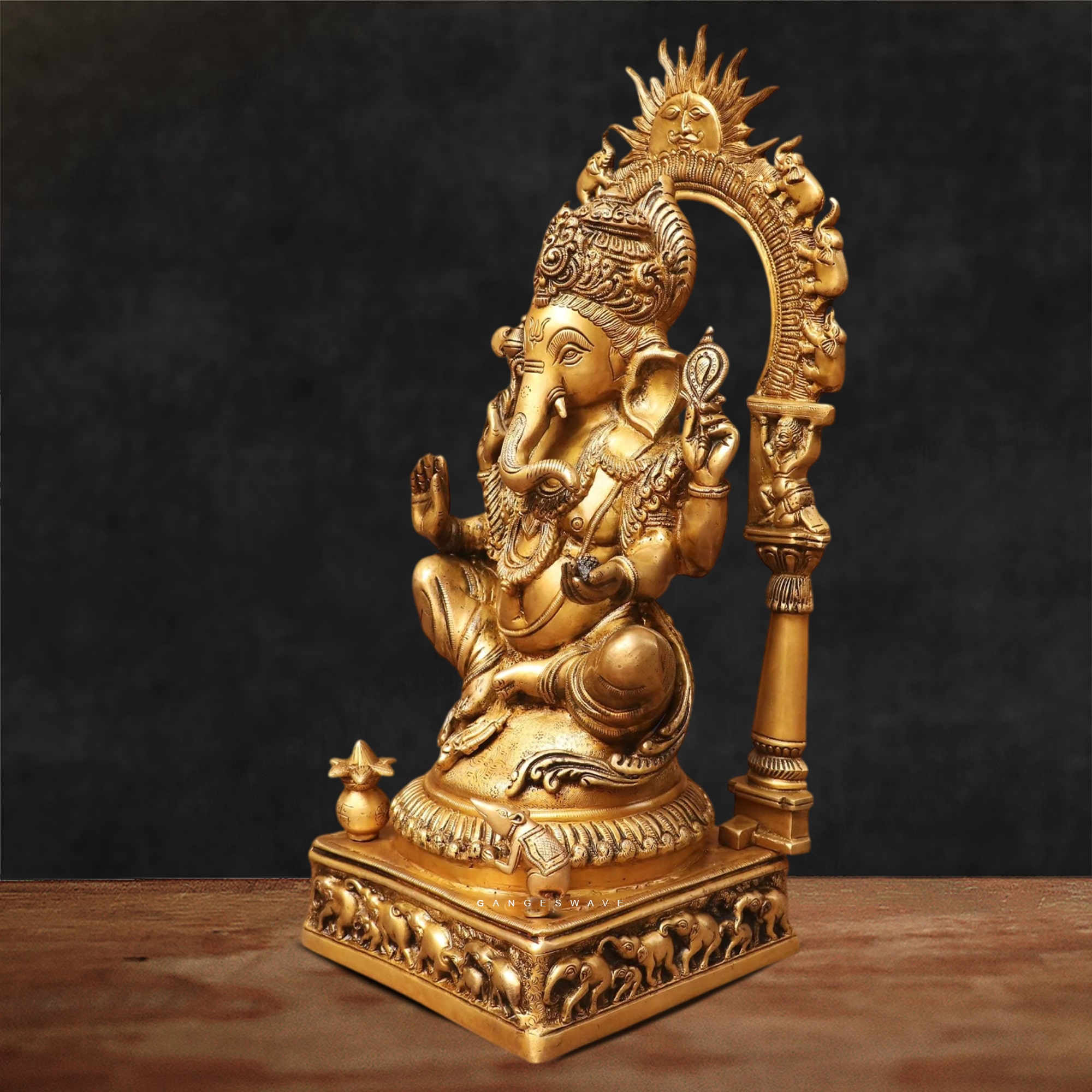 Ganesh Brass Statue with Suraj Prabhavali - 24 inches - Image 3