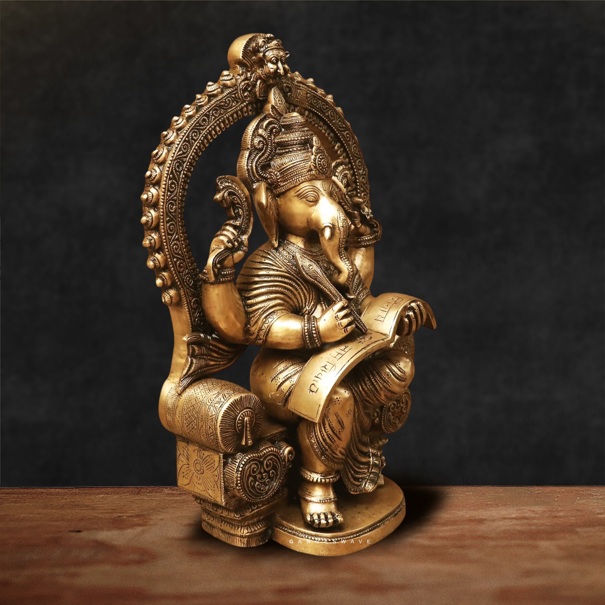 Ganesh Brass Murti with Prabhavali - 17 inches - Image 2
