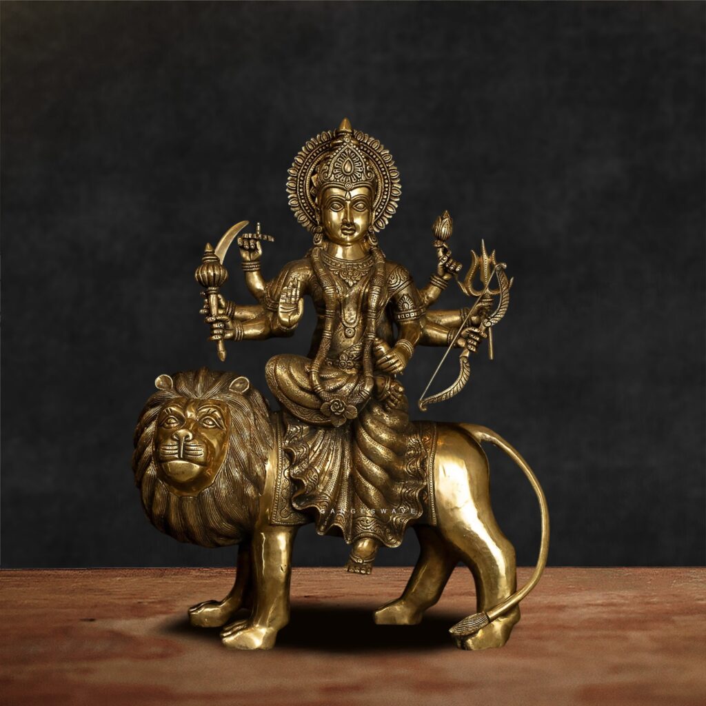Big Sherawali Brass Statue